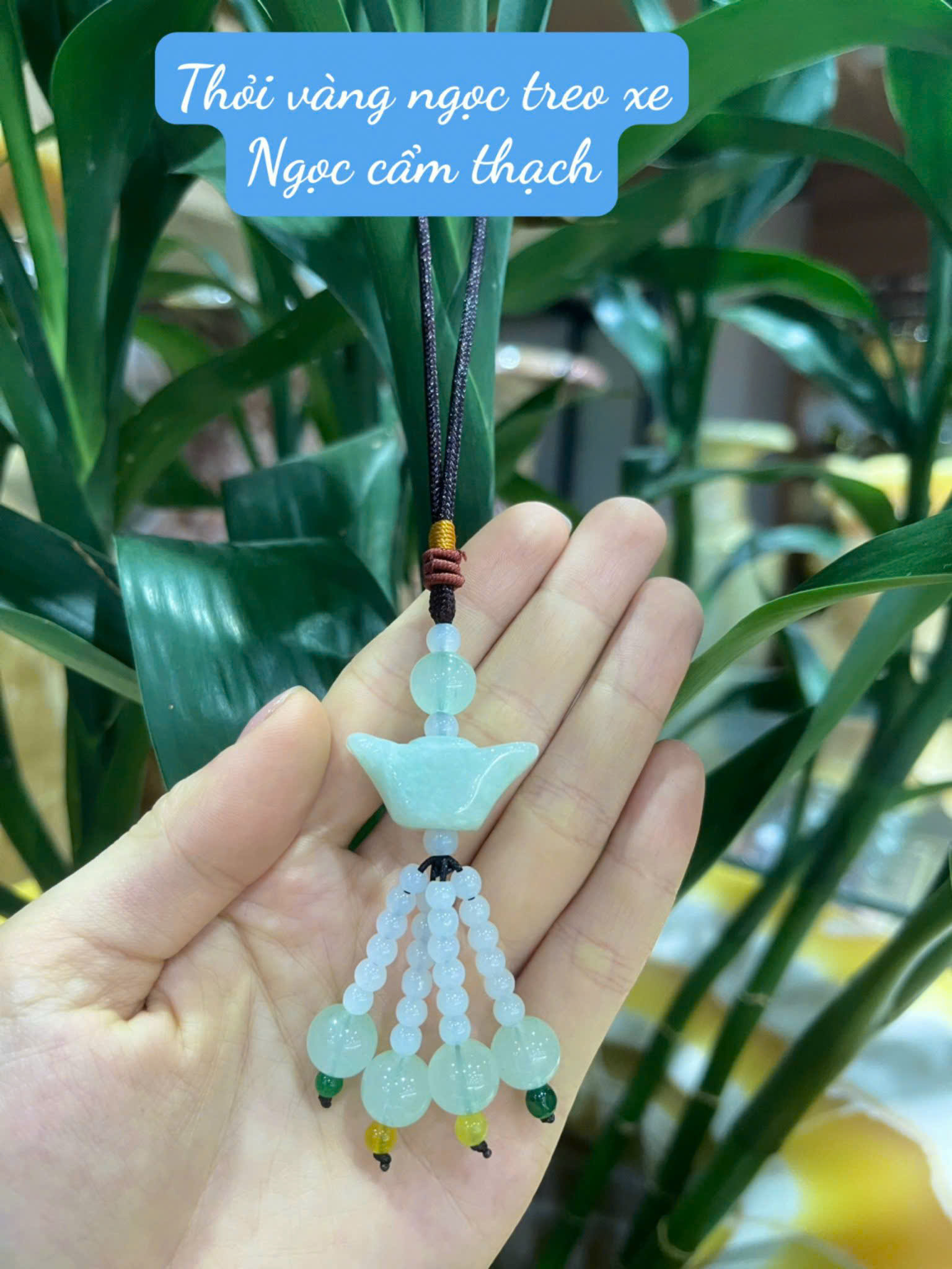 Thỏi Vàng Ngọc Cẩm Thạch Treo Xe Tác Phẩm Tụ Tài