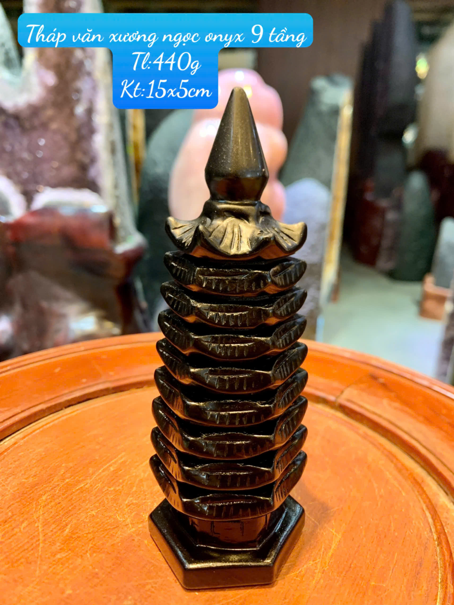 Tháp Văn Xương Ngọc Onyx Đen 9 Tầng Tuyệt Tác Khai Mở Bứt Phá Công Danh