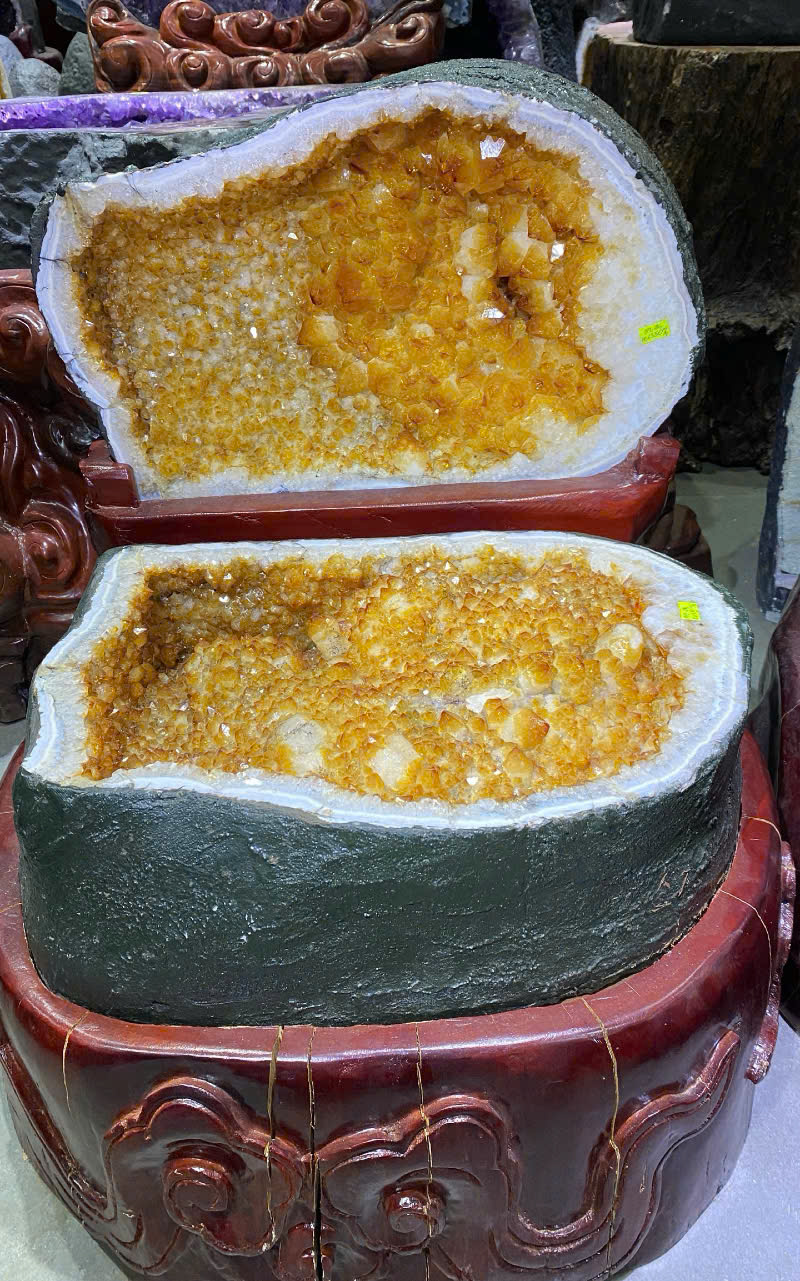 Bát Tụ Bảo Mầm Thạch Anh Vàng Chiêu Tài Tụ Khí, Hoàng Kim Trấn Trạch