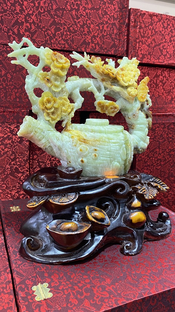 Ấm Trà Hoa Mai Phú Quý Tài Lộc Ngọc Serpentine