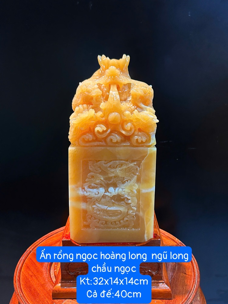 Ấn rồng ngọc hoàng long ngũ long chầu ngọc 32x14x14cm
