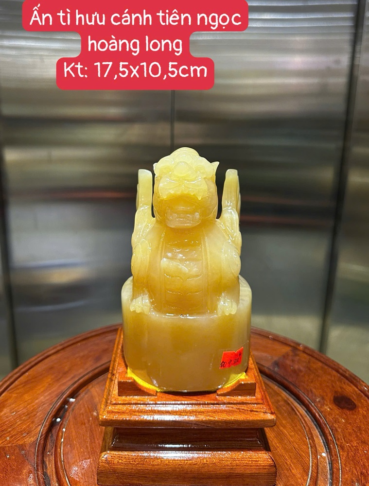 Ấn Tỳ Hưu Cánh Tiên Ngọc Hoàng Long Tròn 17,5x10,5cm