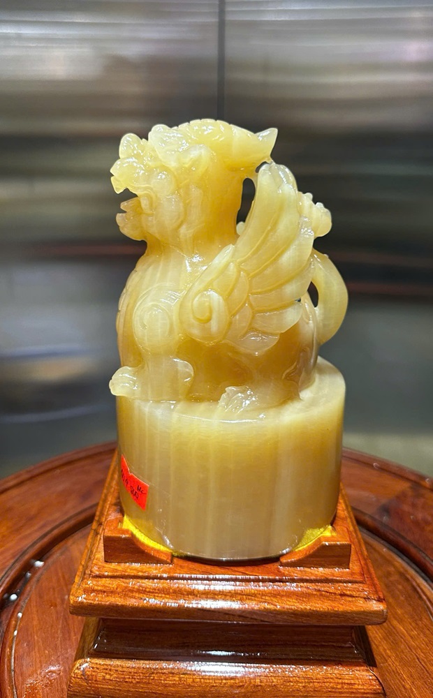 Ấn Tỳ Hưu Cánh Tiên Ngọc Hoàng Long Tròn 17,5x10,5cm