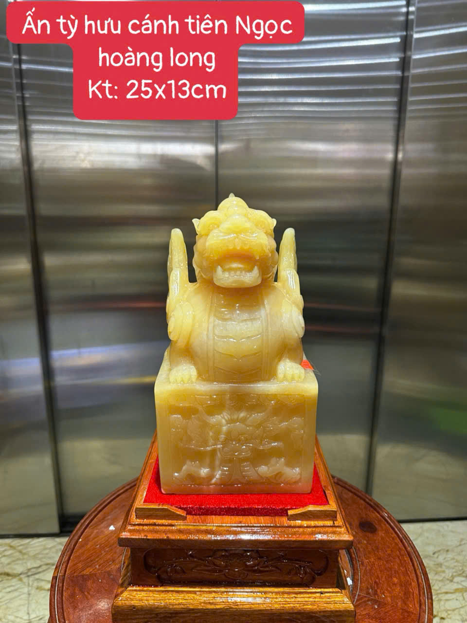 Ấn Tỳ Hưu Cánh Tiên Ngọc Hoàng Long Vuông 25x13cm