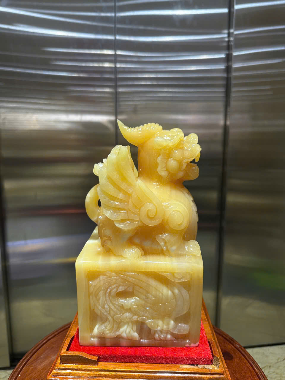 Ấn Tỳ Hưu Cánh Tiên Ngọc Hoàng Long Vuông 25x13cm