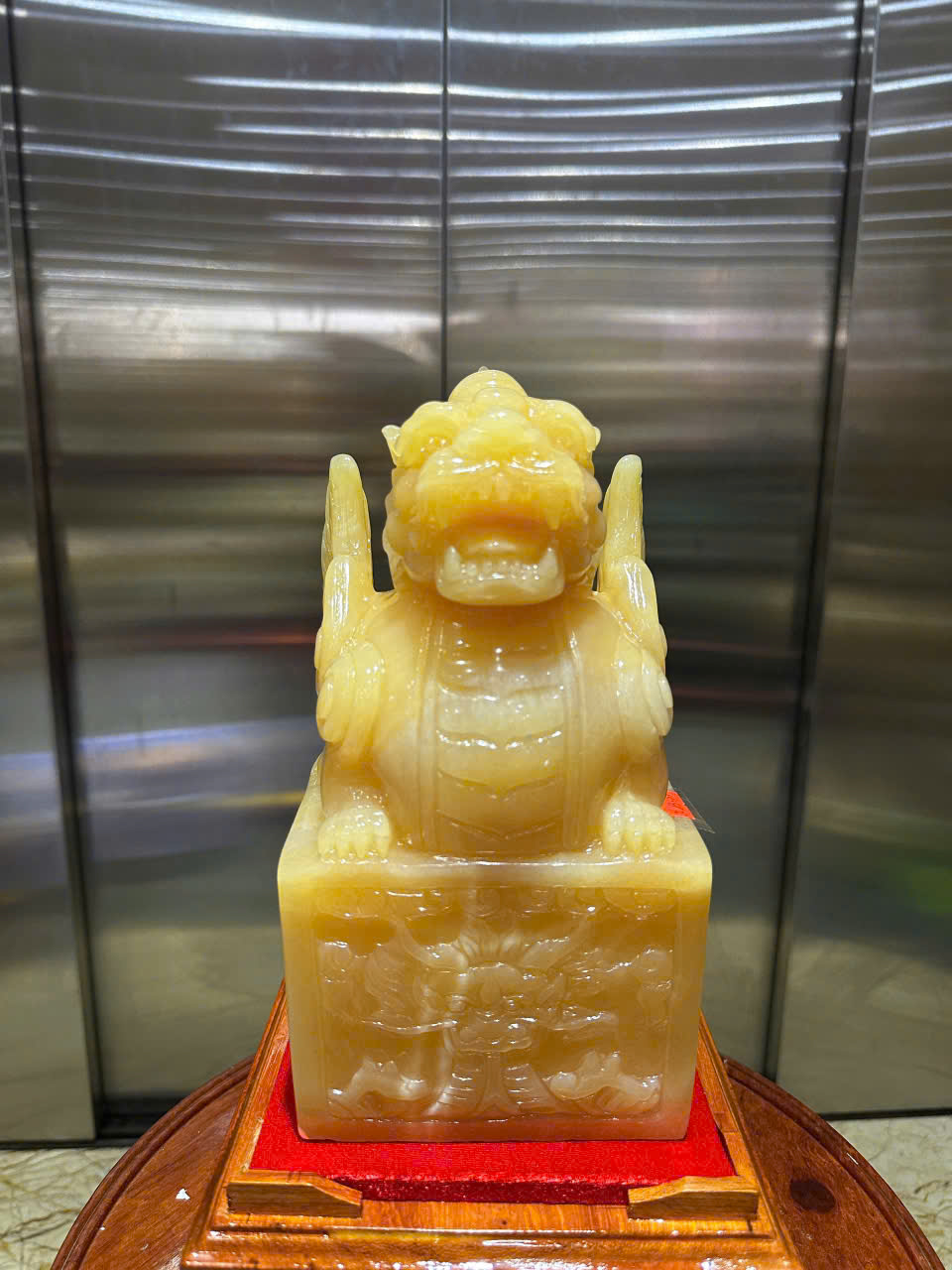 Ấn Tỳ Hưu Cánh Tiên Ngọc Hoàng Long Vuông 25x13cm