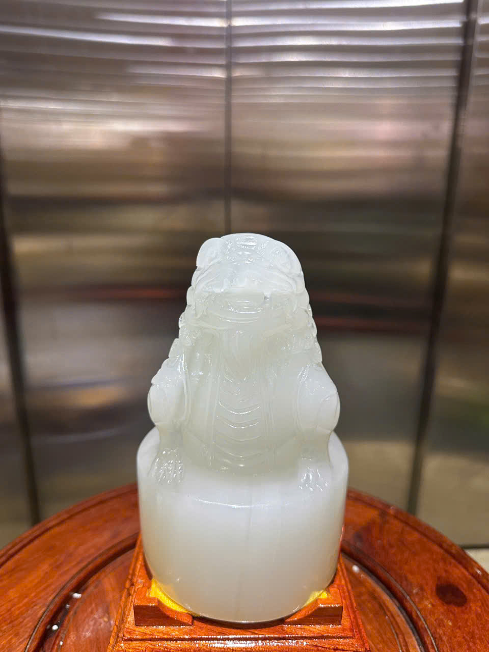 Ấn Tỳ Hưu Ngọc Onyx Trắng Bạch Ngọc 17,5x10,5cm