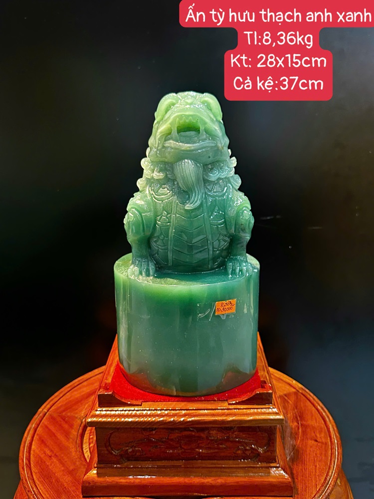 Ấn Tỳ Hưu Thạch Anh Xanh Tròn 28x15cm