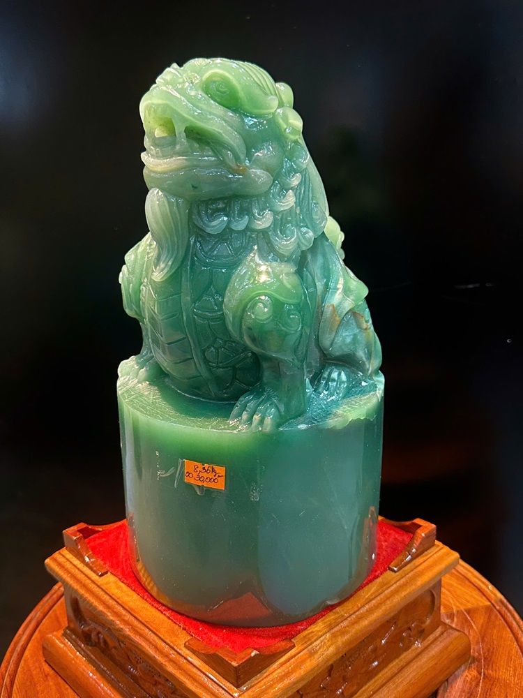 Ấn Tỳ Hưu Thạch Anh Xanh Tròn 28x15cm