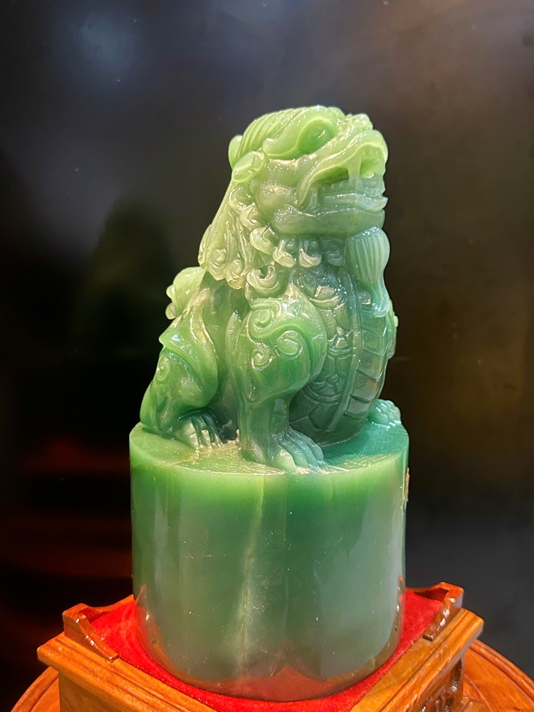 Ấn Tỳ Hưu Thạch Anh Xanh Tròn 28x15cm