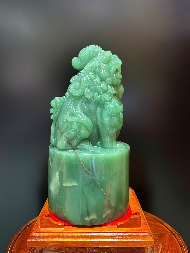 Ấn Tỳ Hưu Thạch Anh Xanh Tròn 30x15cm