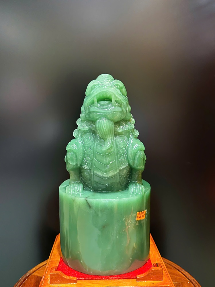 Ấn Tỳ Hưu Thạch Anh Xanh Tròn 30x15cm