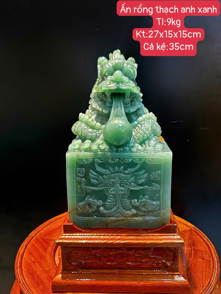 Ấn Tỳ Hưu Thạch Anh Xanh Vuông 27x15x15cm