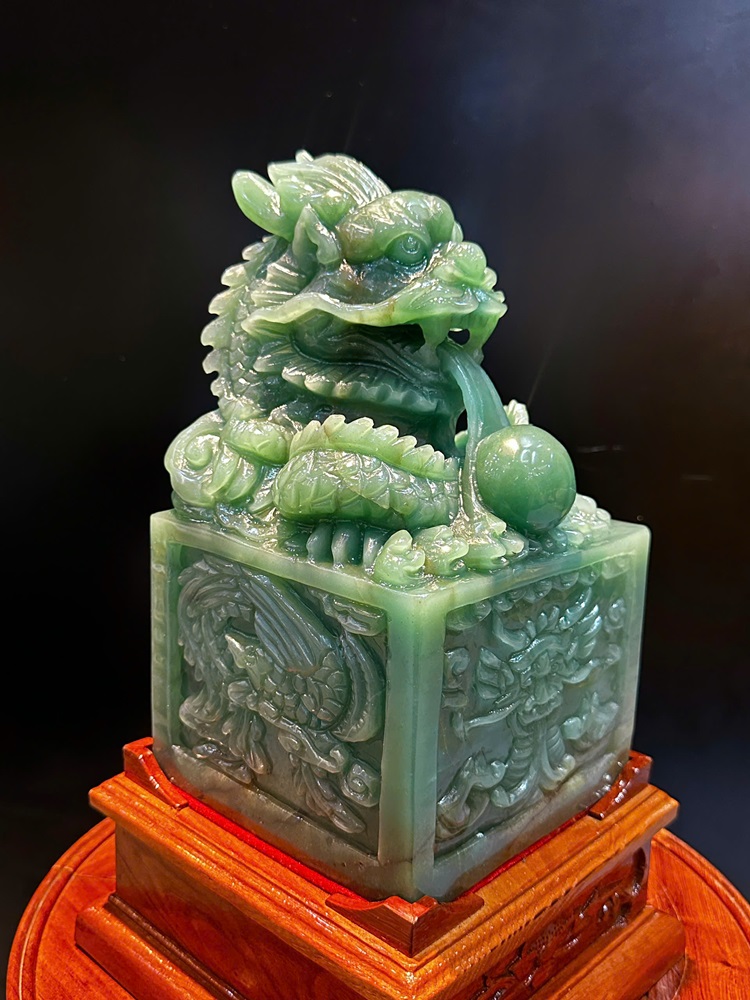 Ấn Tỳ Hưu Thạch Anh Xanh Vuông 27x15x15cm