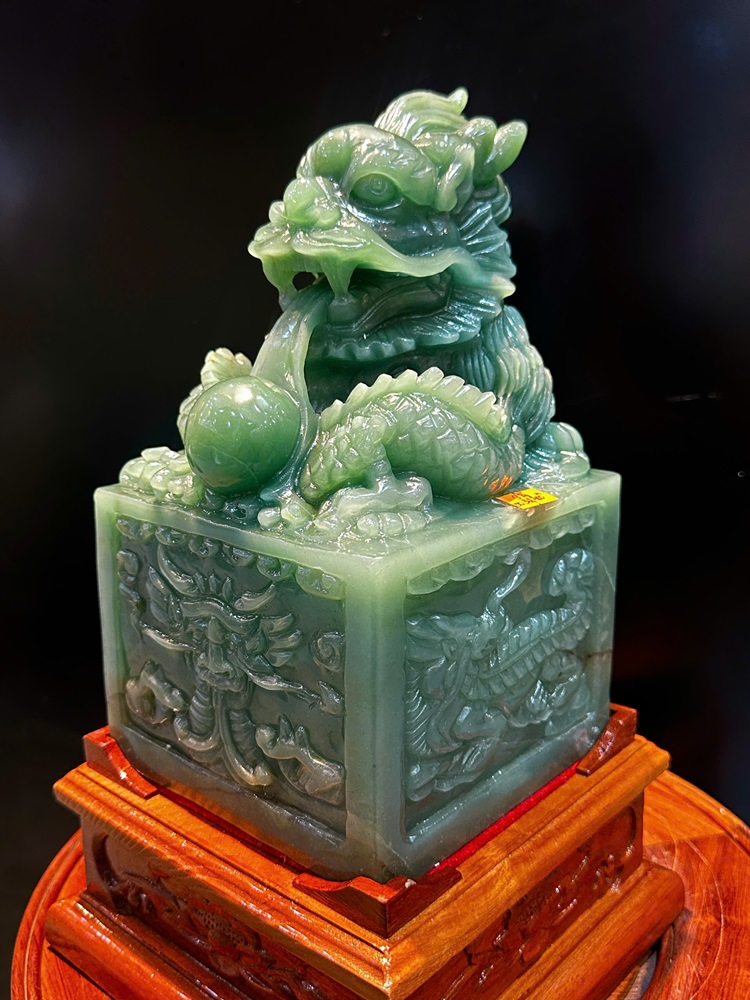 Ấn Tỳ Hưu Thạch Anh Xanh Vuông 27x15x15cm