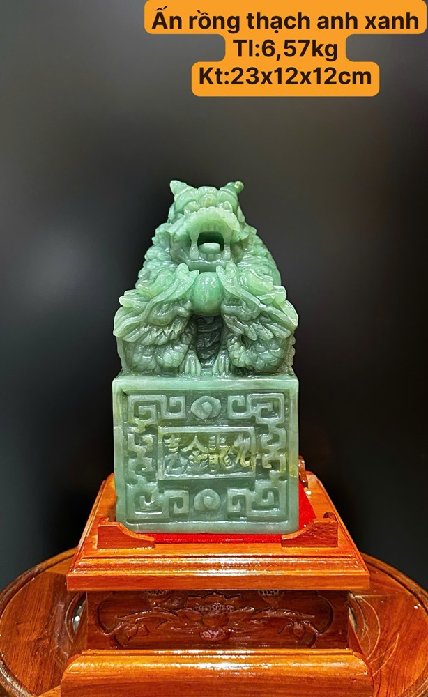 Ấn Tỳ Hưu Thạch Anh Xanh Vuông 30x15cm