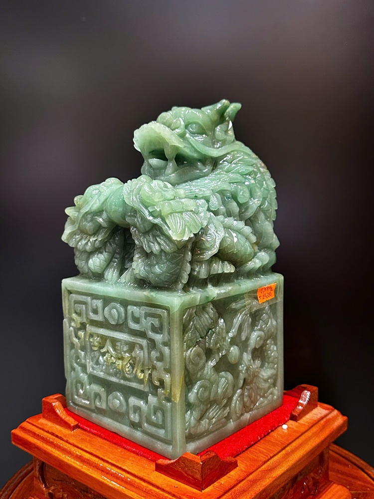 Ấn Tỳ Hưu Thạch Anh Xanh Vuông 30x15cm