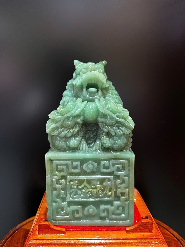 Ấn Tỳ Hưu Thạch Anh Xanh Vuông 30x15cm