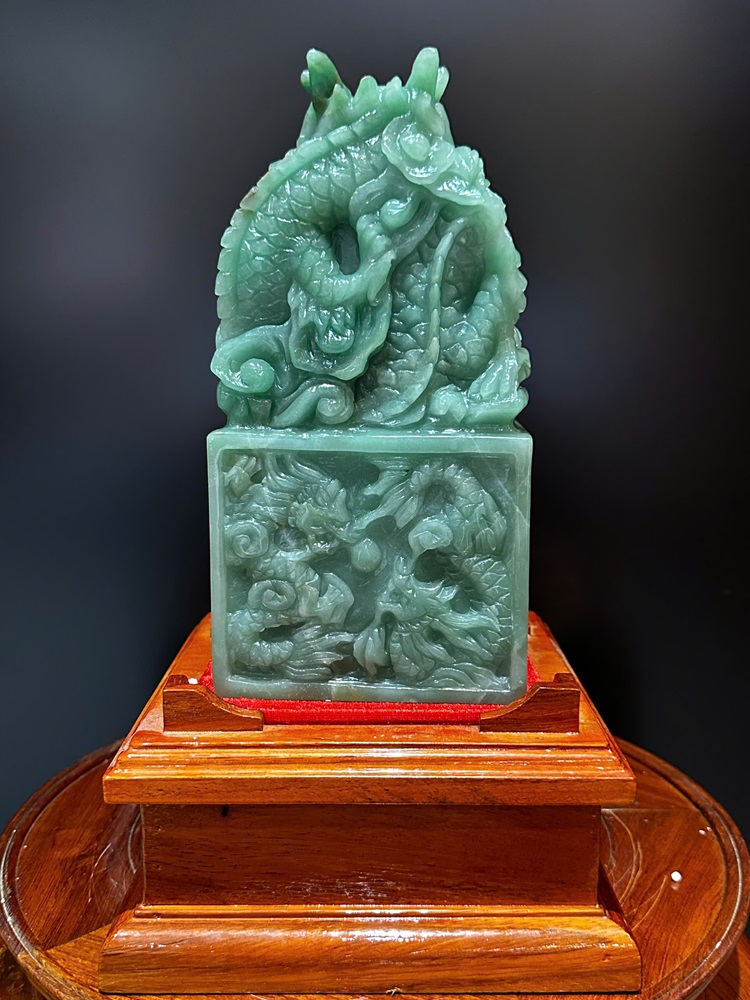 Ấn Tỳ Hưu Thạch Anh Xanh Vuông 30x15cm