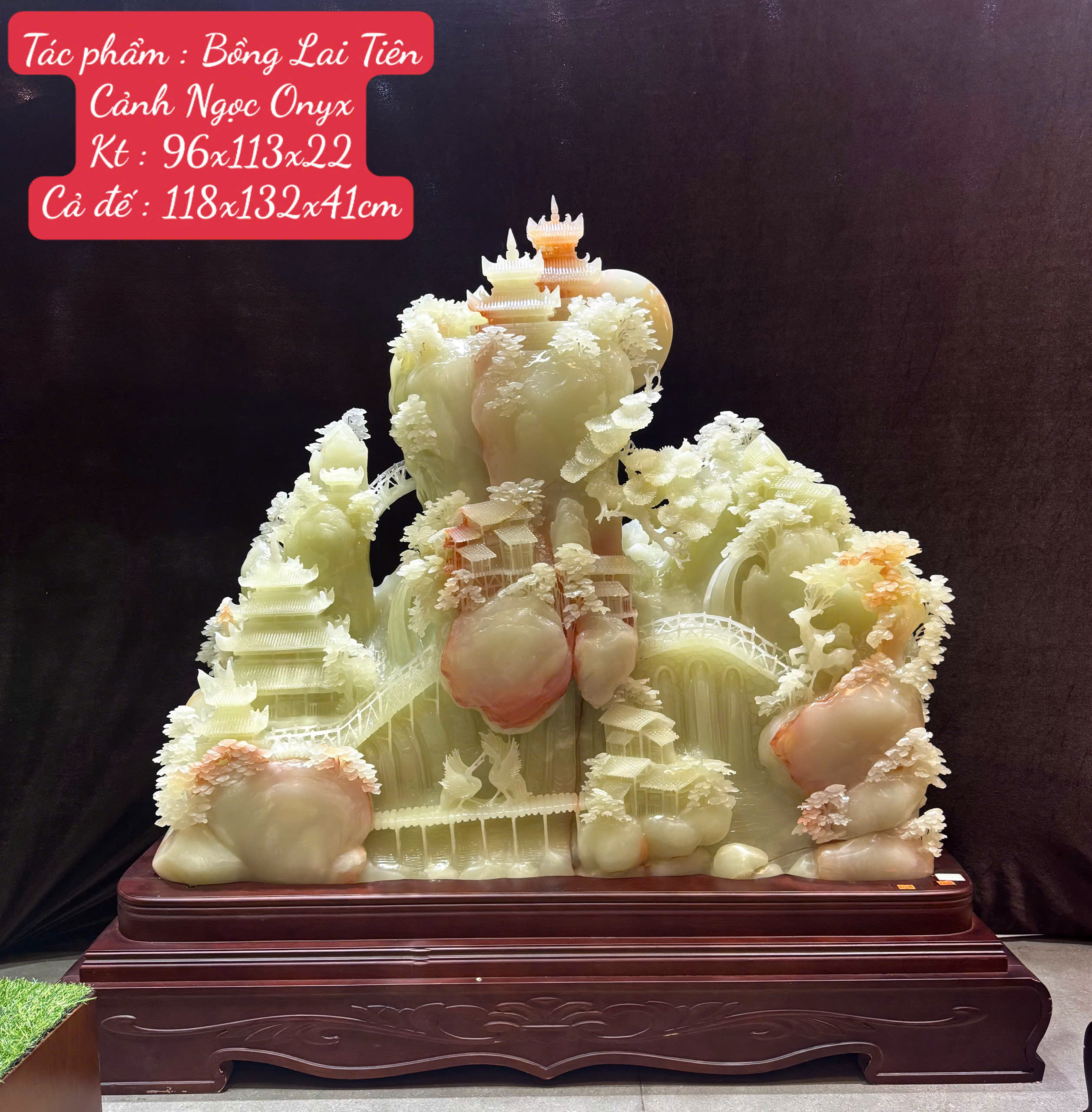 Bồng Lai Tiên Cảnh Ngọc Onyx Đại Khối Kiệt Tác Trấn Trạch Tụ Vượng Khí