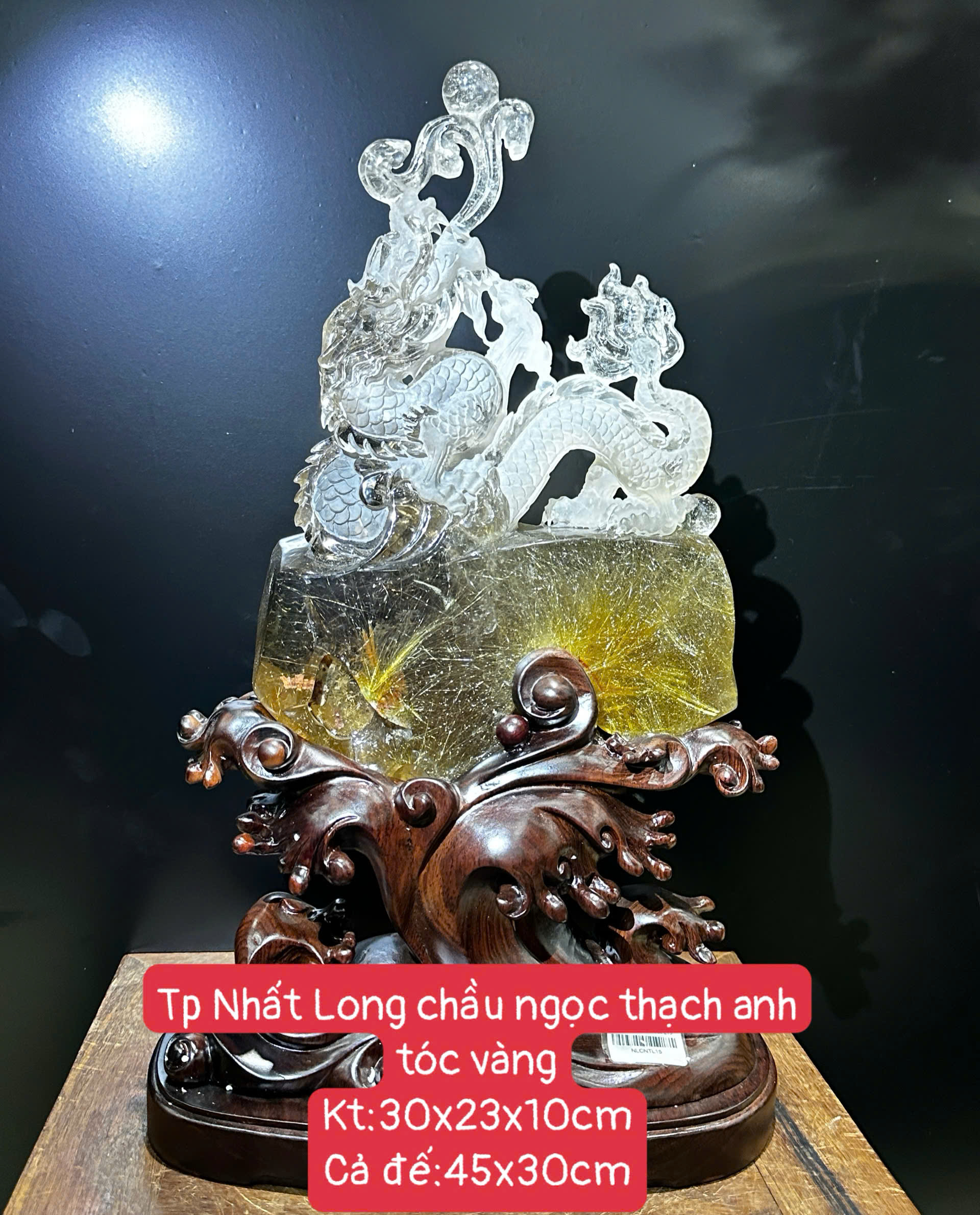 Nhất Long chầu ngọc thạch anh tóc vàng – Khai mở bản lĩnh, thu hút tài năng và xây dựng cơ nghiệp vững bền