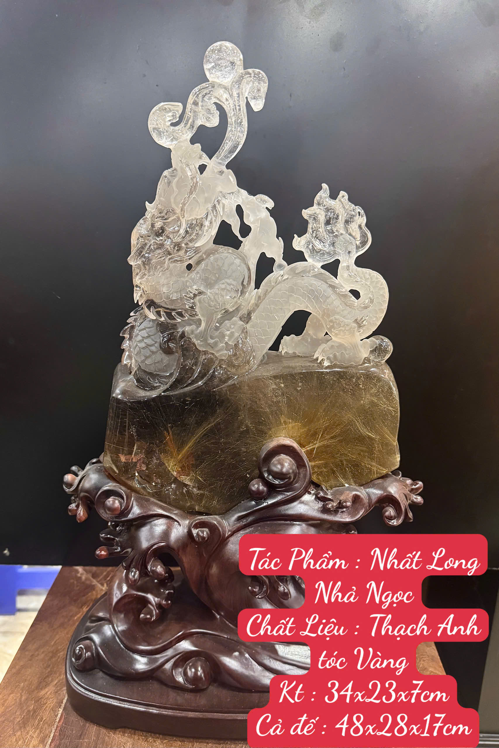 Nhất Long Nhả Ngọc Thạch Anh Tóc Vàng Trấn Trạch Hoá Sát