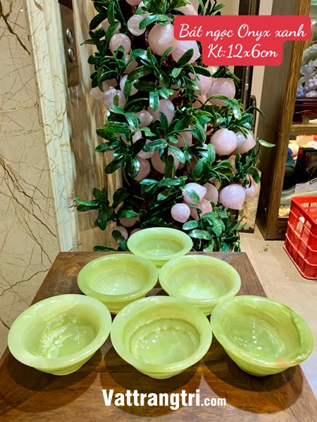 Bát ngọc Onyx xanh 12cm