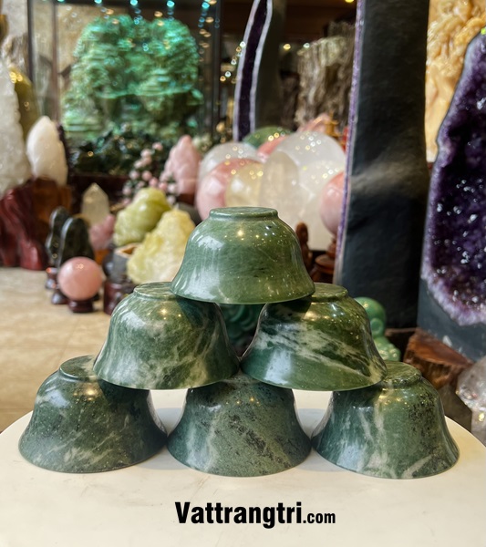 Bát Ngọc Serpentine xanh 10cm