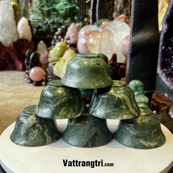 Bát Ngọc Serpentine xanh 10cm