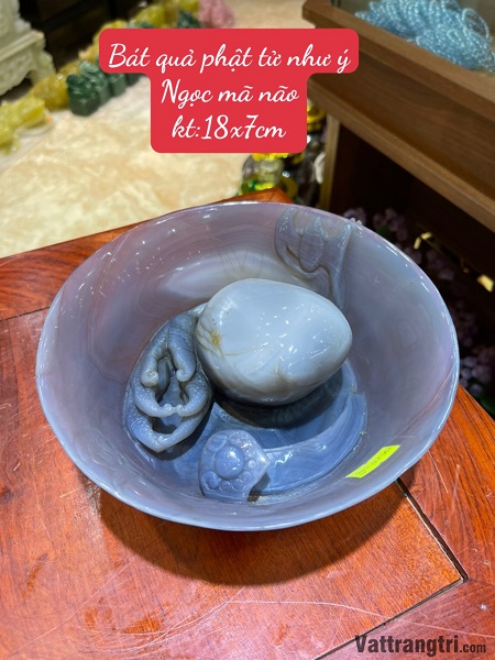 Bát quả Phật Tử Như Ý Ngọc Mã Não 18cm