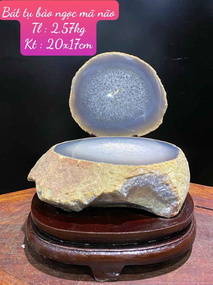 Bát tụ bảo ngọc mã não 20x17cm
