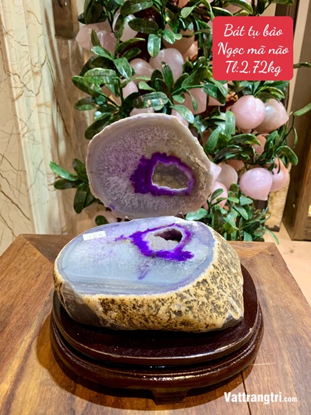 Bát tụ bảo Ngọc mã não nguyên khối 2.72kg