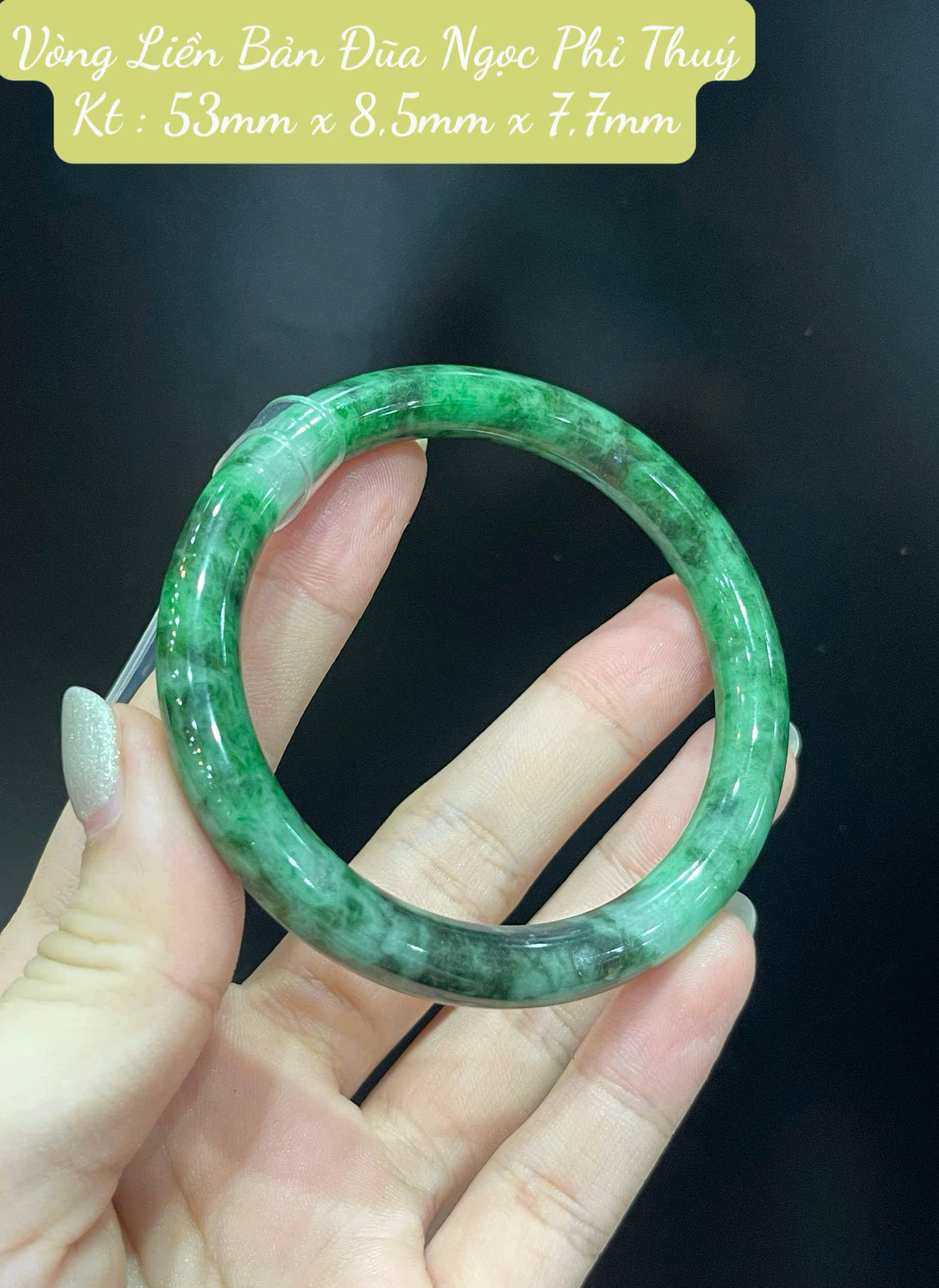 Vòng Liền Bản Đũa Ngọc Phỉ Thúy Sắc Xanh Lý Thanh Nhã, Kiêu Sa Quyền Quý