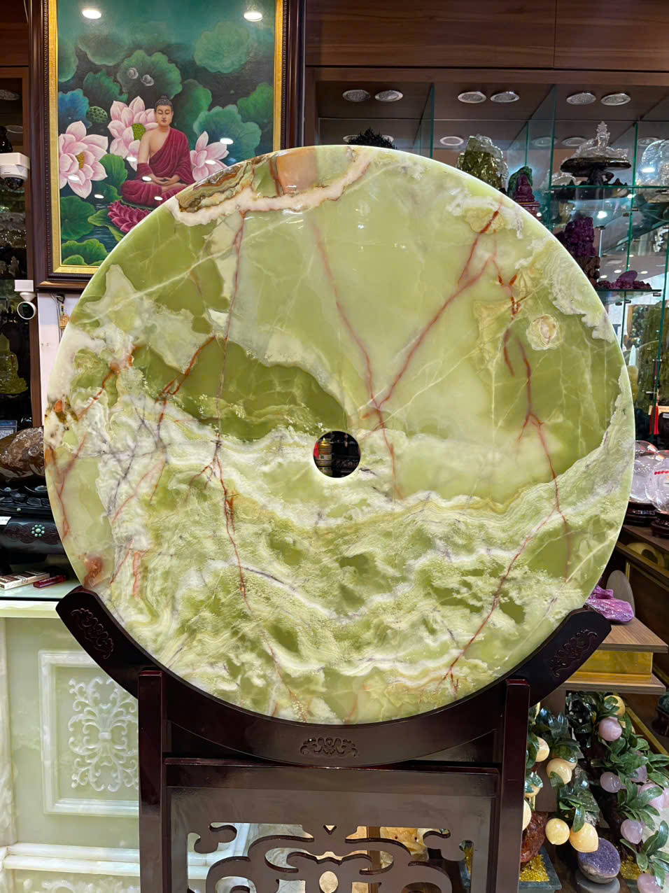 Đồng Tâm Ngọc Onyx Xanh Tuyệt Tác Lục Bảo Trấn Trạch, Tụ Khí Sinh Tài