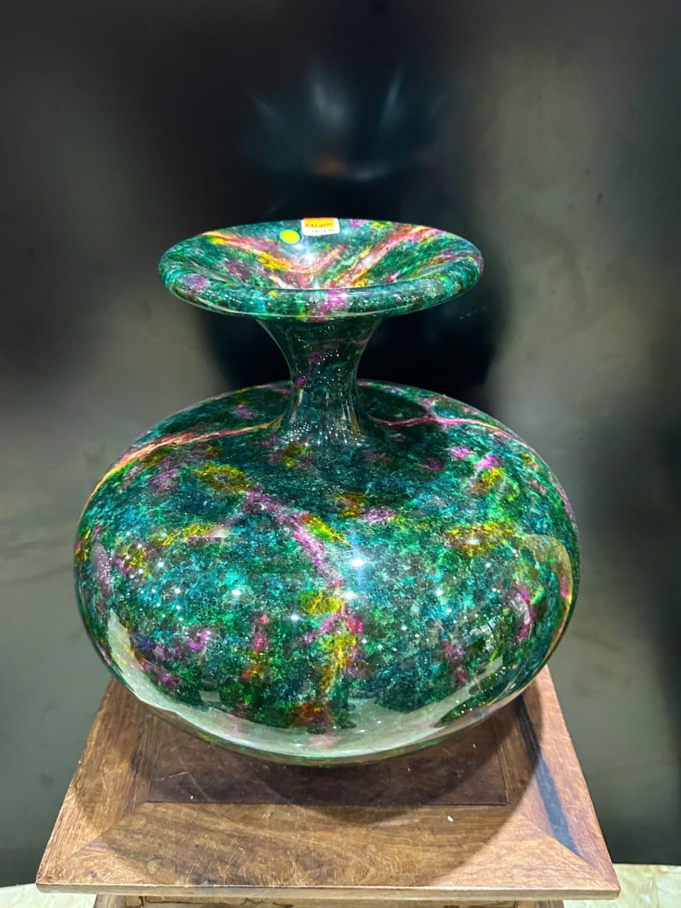 Bình Chiêu Tài Hút Lộc Chalcedony Vân Ngọc Khổng Tước 37cm