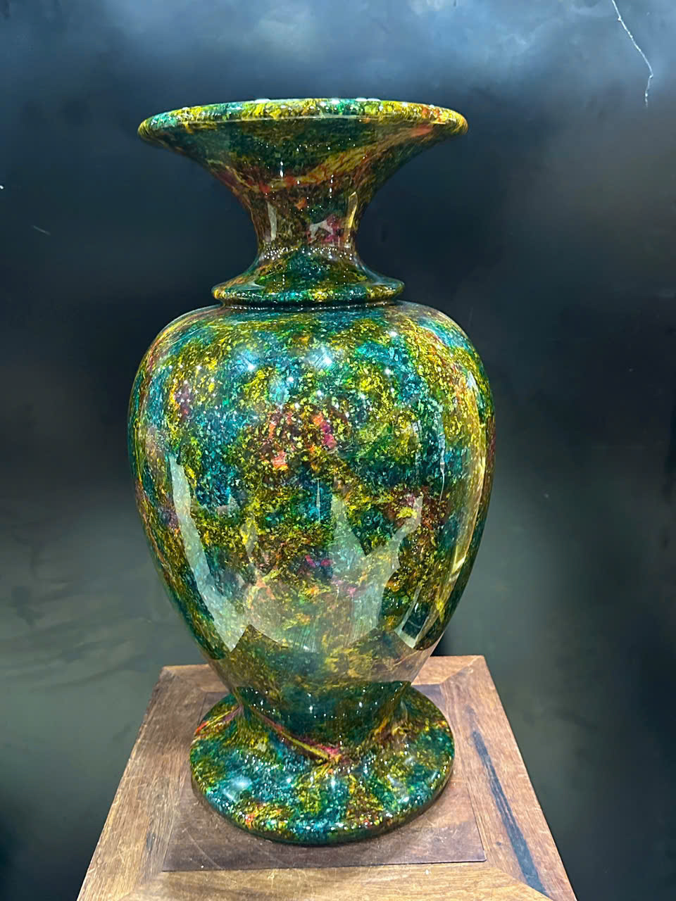 Bình Chiêu Tài Hút Lộc Chalcedony Vân Ngọc Khổng Tước 57cm