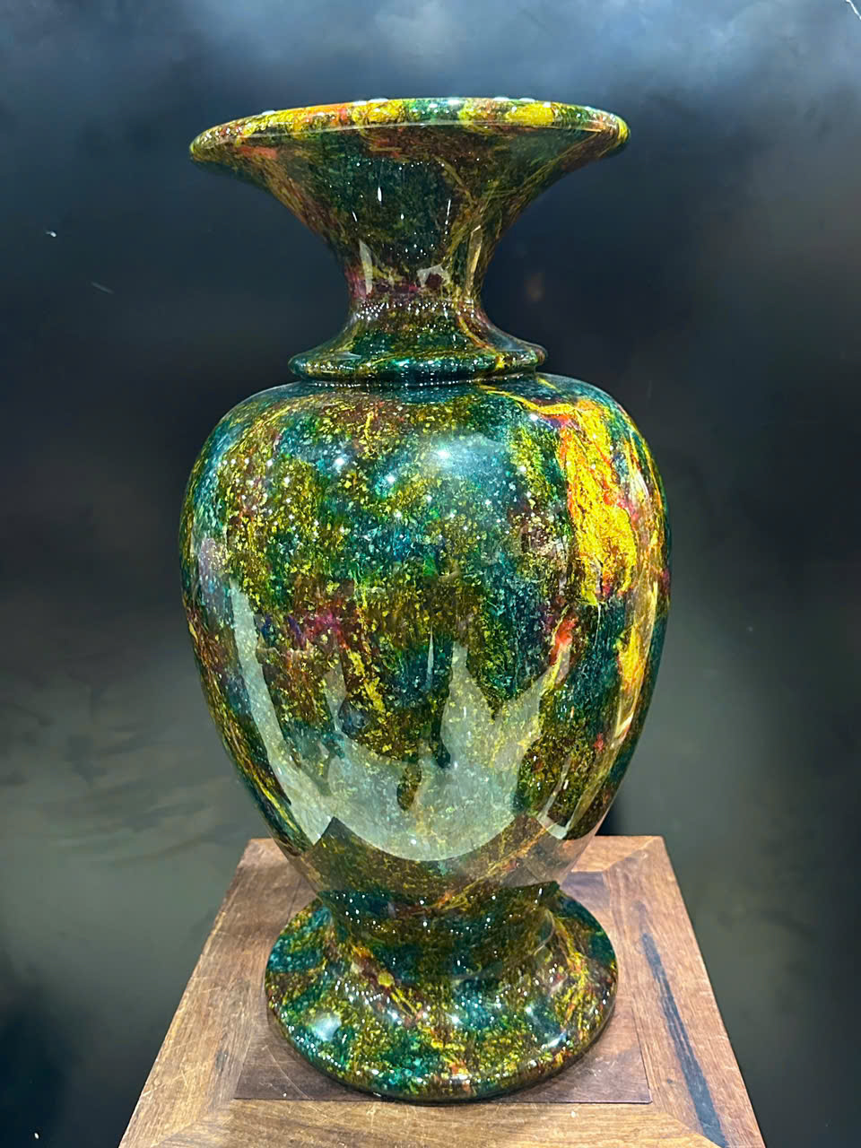Bình Chiêu Tài Hút Lộc Chalcedony Vân Ngọc Khổng Tước 57cm