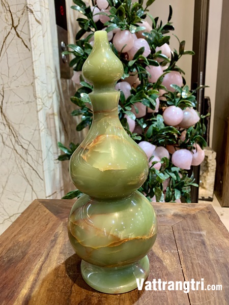 Bình hồ lô tài lộc Ngọc Onyx xanh 30cm