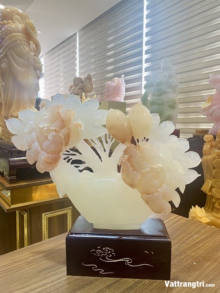 Bình hoa mẫu đơn Ngọc Onyx 35cm