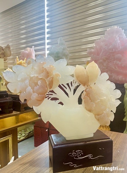 Bình hoa mẫu đơn Ngọc Onyx 35cm