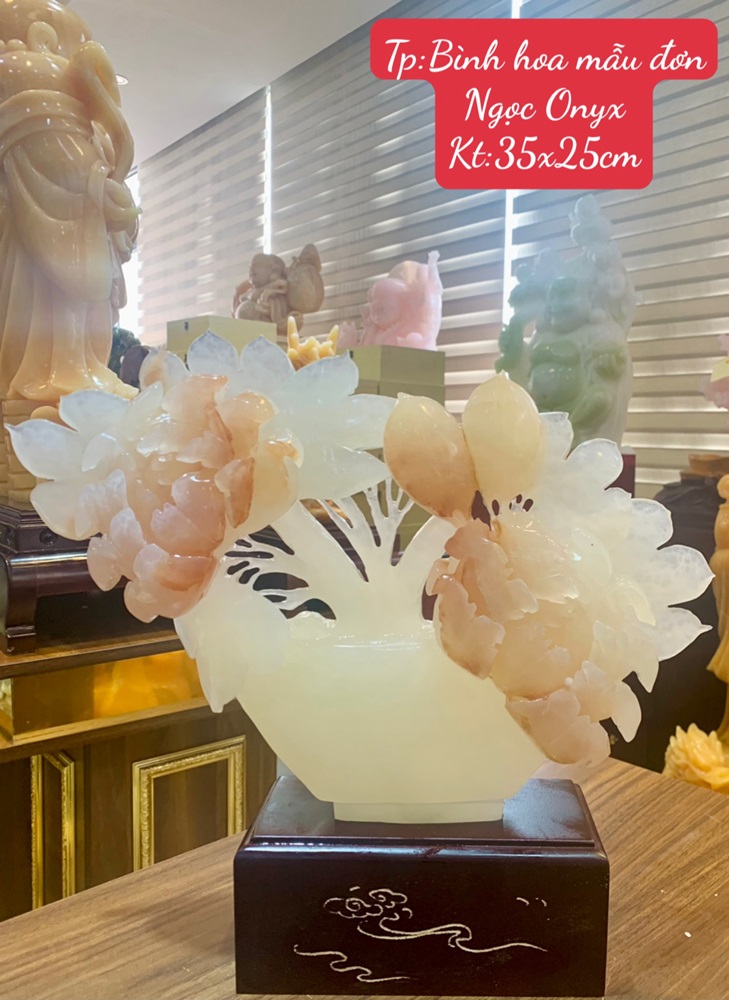 Bình Hoa Mẫu Đơn Ngọc Onyx