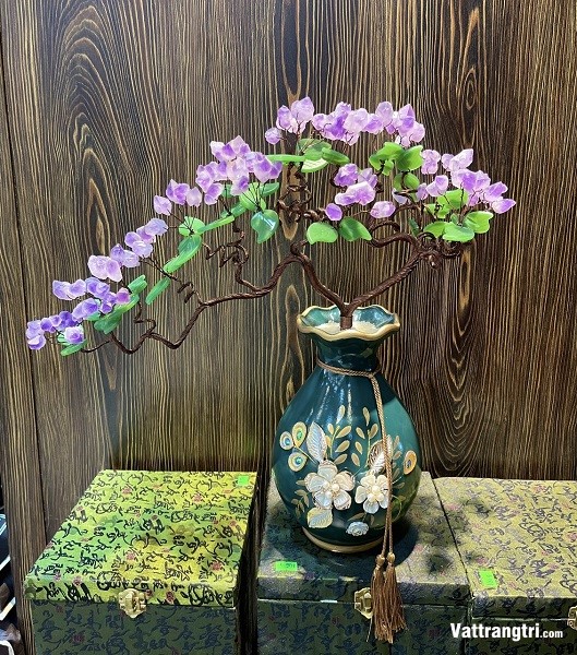 Bình hoa tài lộc thạch anh tím 46cm