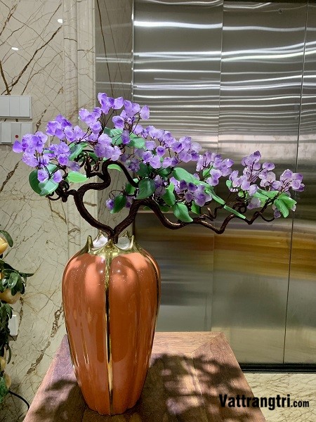 Bình hoa tài lộc thạch anh tím 46cm