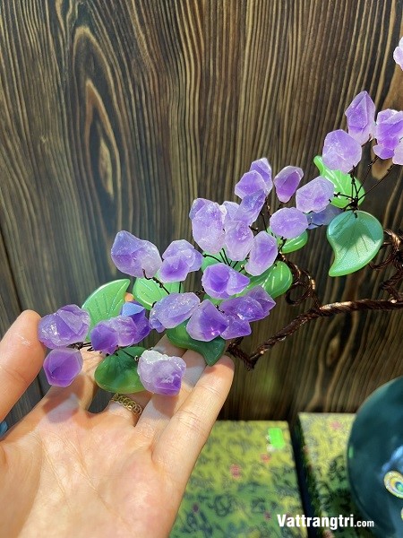 Bình hoa tài lộc thạch anh tím 46cm