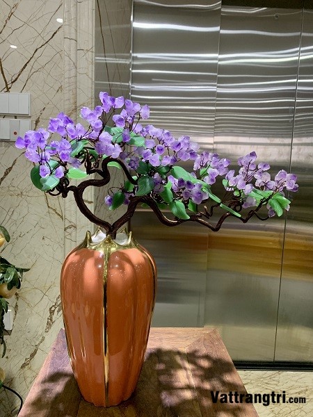 Bình hoa tài lộc thạch anh tím 46cm
