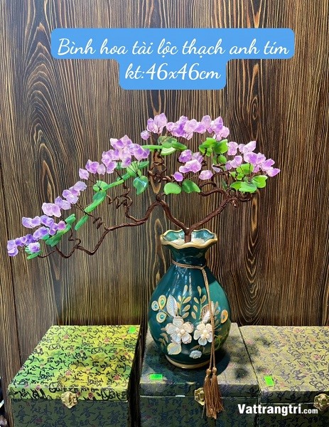 Bình hoa tài lộc thạch anh tím 46cm