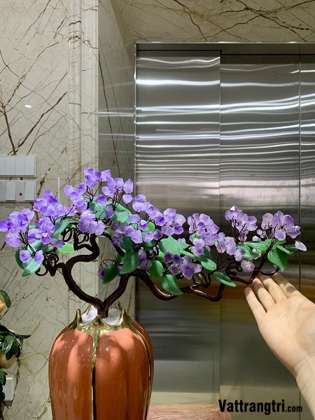 Bình hoa tài lộc thạch anh tím 46cm
