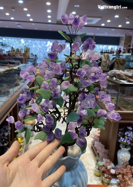 Bình hoa tài lộc thạch anh tím 63cm