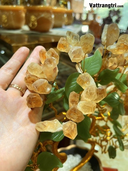 Bình hoa tài lộc thạch anh vàng 58cm