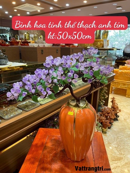 Bình hoa tinh thể thạch anh tím 50cm